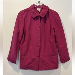 Chico's 1 Fushia Pink Blazer Jacket Slim Ruffle Collar Metallic Womens 8 (D)‎